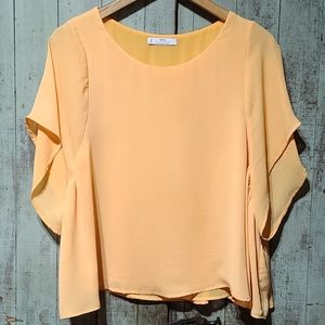 Ming yellowish peach flutter blouse